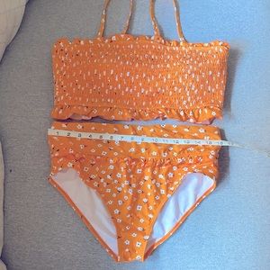 High waisted - ORANGE - smocked bikini - Amazon NWOT - $30 on Amazon now!